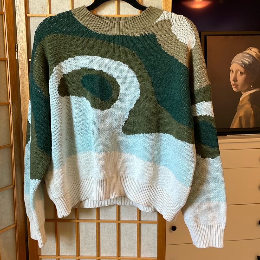 SHEIN Color Block Abstract Sweater L